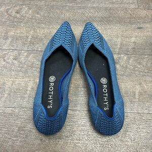 Rothy's Blue Python Point Toe Flats